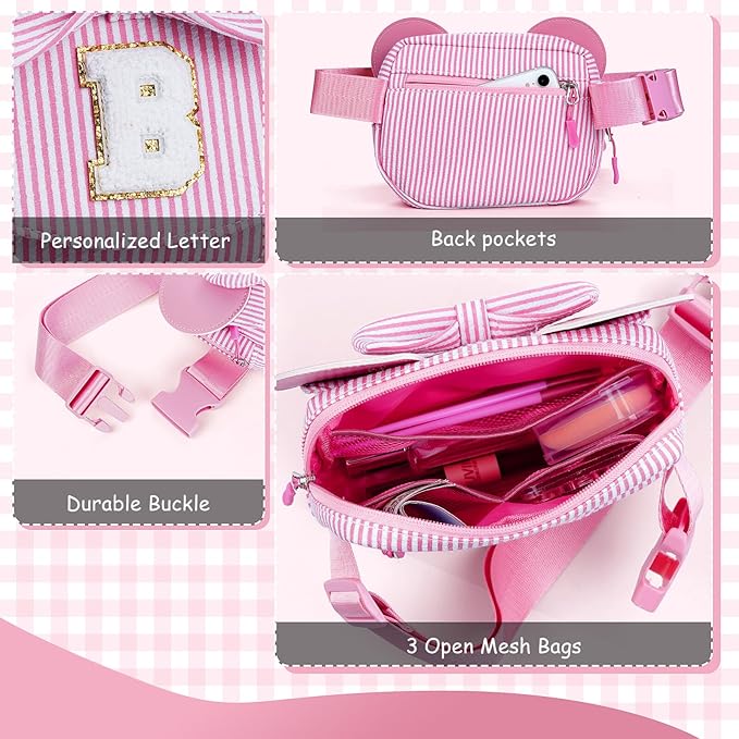 Belt Bag for Kids Girls, Initial Crossbody Bags for Kids Teen Girl Gifts Small Fanny Packs Cross Body Bag for Women Personalized Friend Birthday Gifts for Girls Women Her Gift Blue S