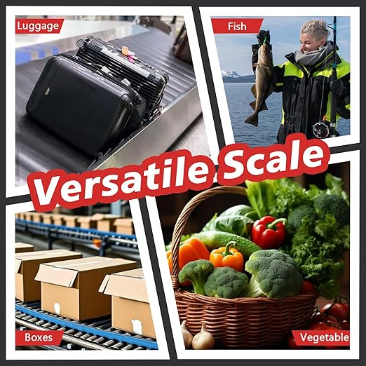 2PC Portable Luggage Weight Scale with Hook & Drawstring Bags, Fishing Hanging Scale Mechanical Kitchen, Multi-Purpose Travel Suitcase Scale with Tape Measure (80 Lbs)