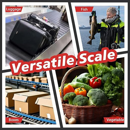 2PC Portable Luggage Weight Scale with Hook & Drawstring Bags, Fishing Hanging Scale Mechanical Kitchen, Multi-Purpose Travel Suitcase Scale with Tape Measure (80 Lbs)
