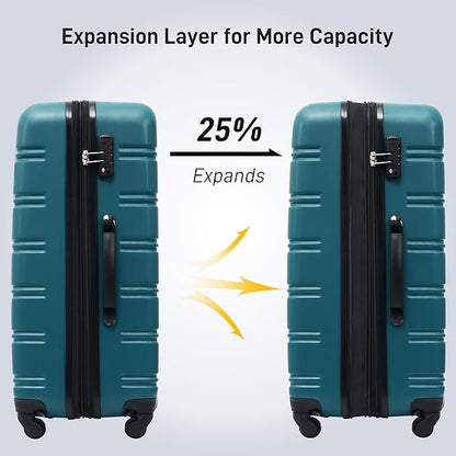 Merax Luggage Sets 3 Piece Suitcase Set 20/24/28,Carry on Luggage TSA Lock Expandable,Hard Case Luggage with Spinner Wheels,Antique blue green