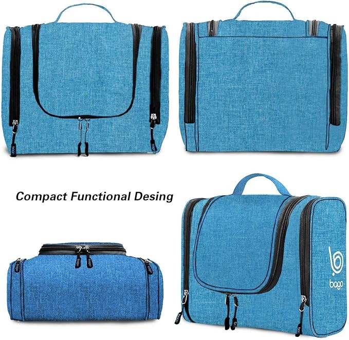Bago Travel Toiletry Bag for Women and Men X-Large Waterproof Hanging Large Toiletry Bag for Bathroom and Travel Bag for Toiletries Organizer -Travel Makeup Bag (SnowBlue)