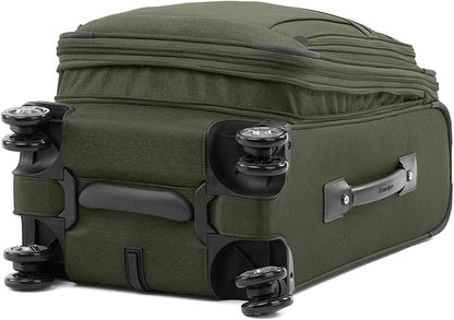 Travelpro Platinum Elite Softside Expandable Carry on Luggage, 8 Wheel Spinner Suitcase, USB Port, Suiter, Men and Women, Pilot Green, Carry On 21-Inch