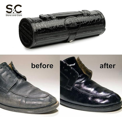 Stone and Clark Leather Shoe Shine Kit - 13 PCS Shoe Polish Kit for Complete Leather Boot Care, Compact & Travel Friendly