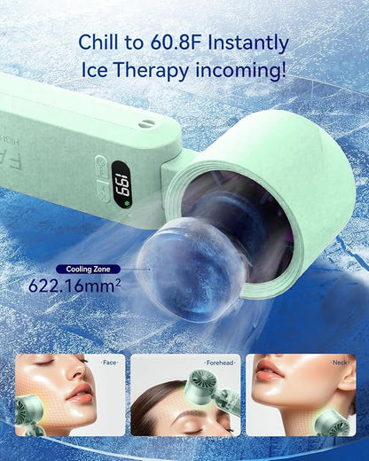 2 Pack Handheld Portable Turbo Fan with Ice Cooler, Speed (1-199) 5500mAh*2 Rechargeable Personal Fan,[20H Cooling Time] Mini Yet Powerful, Small Pocket Fans for Travel/Outdoor/Office, Light Green
