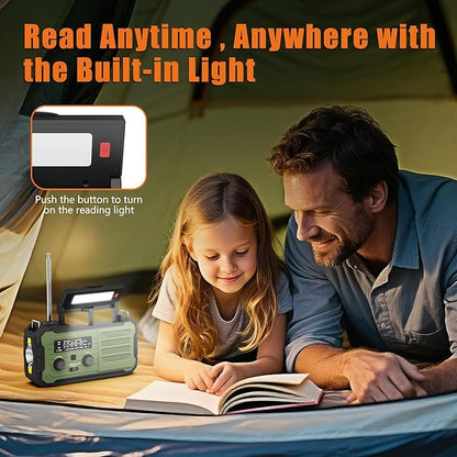 Emergency Radio Hand Crank Solar, 10000mAh/37000mWh Emergency Weather Radio, Hand Crank Solar Radios with NOAA/AM/FM, Cell Phone Charger, Headphone Jack, Flashlight for Indoor Outdoor