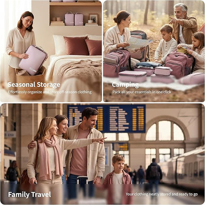 Cipway Compression Packing Cubes for Travel Ultralight Expandable Packing Organizers with Laundry & Toiletry Bag for Carry on Luggage (Mauve Pink 6 Set)
