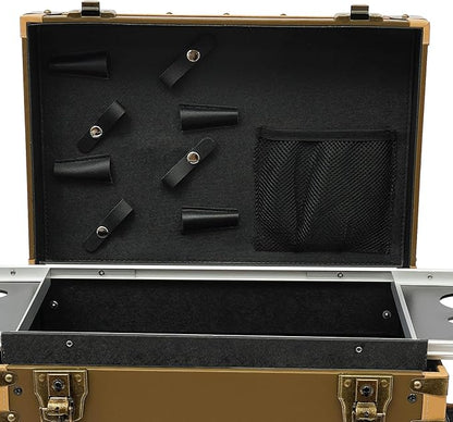 Beauty Rolling Makeup Train Case, Professional Lockable Rolling Salon Luggage, Retro-Rolling Cart Storage Organizer Trolley Make Up Case, 4 Universal Wheels, Retractable Rod, Buckle (Gold)