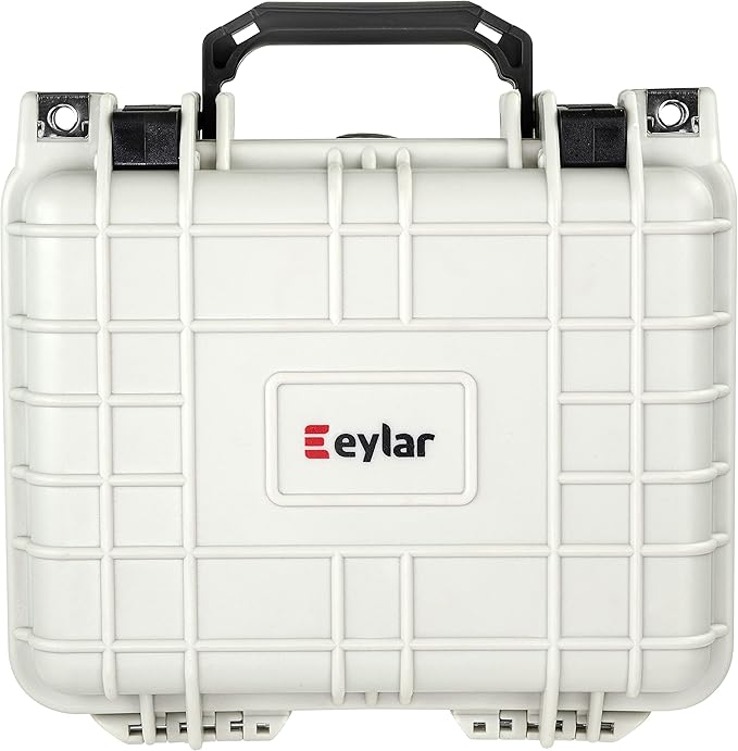Eylar Small 10.62" Deep Gear, Equipment, Hard Camera Case Waterproof with Foam TSA Standards (White)