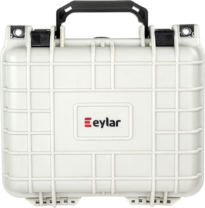 Eylar Small 10.62" Deep Gear, Equipment, Hard Camera Case Waterproof with Foam TSA Standards (White)