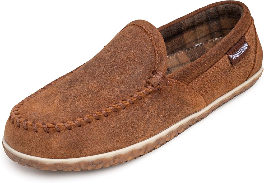 Minnetonka Men's Tilden Moccasin Suede Indoor and Outdoor Slippers