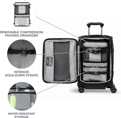 Travelpro Crew Classic Lightweight Softside Expandable Carry on Luggage, 8 Wheel Spinner Suitcase, Men and Women, Compact Carry On 20-Inch, Black