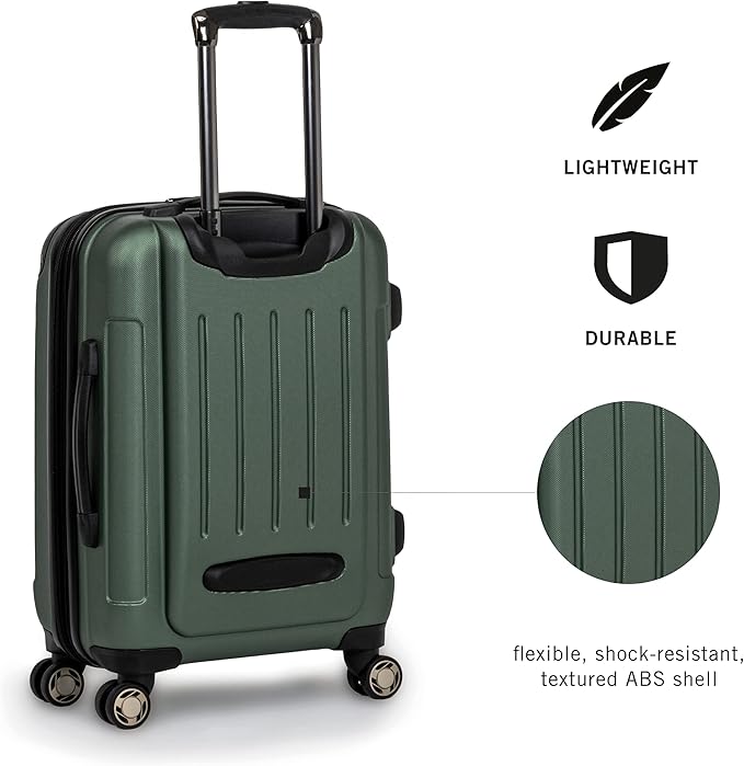 Kenneth Cole REACTION Renegade Luggage Expandable 8-Wheel Spinner Lightweight Hardside Suitcase, Cilantro, 28-Inch Checked