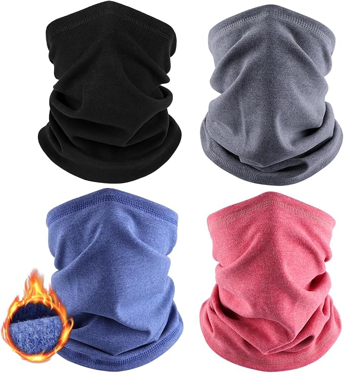 4 Pack Winter Neck Warmer, Neck Gaiter Ski for Men & Women, Soft Fleece Face Cover Mask Scarf for Cold Weather