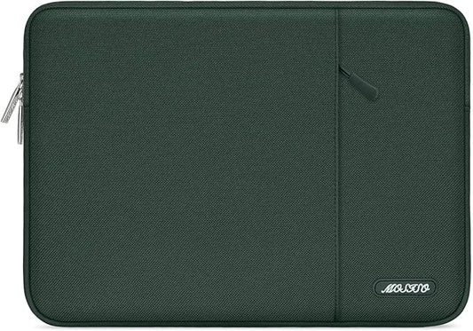 MOSISO Laptop Case 12.3 inch, 11.6-12.3 inch Laptop Sleeve Compatible with MacBook Air 11.6, Acer HP Dell Lenovo Samsung, Surface Pro, Polyester Vertical Computer Sleeve Bag with Pocket,Midnight Green