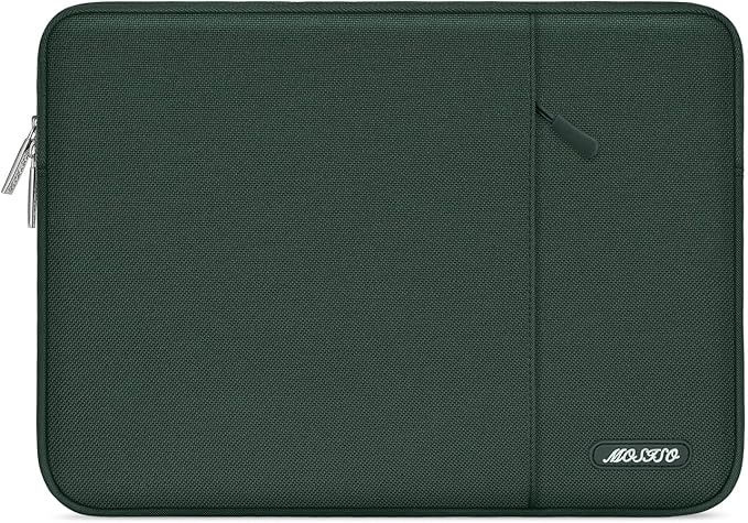 MOSISO Laptop Case 13.3 inch, 13-13.3 inch Laptop Sleeve Compatible with MacBook Air/Pro 13/Pro 14 M5 M4 M3 M2 M1, HP Dell ASUS Lenovo,Polyester Vertical Computer Sleeve Bag with Pocket,Midnight Green