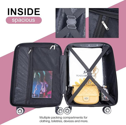 2 Piece Carry on Luggage Set, Airline Approved 20 Inch Luggage with Cosmetic Case HardShell Suitcase with Spinner Wheels, Lightweight Durable Hardside Suitcases Set, Pink