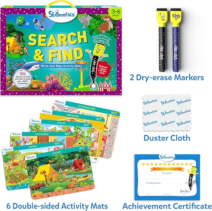 Skillmatics Search and Find Educational Game - Reusable Preschool Learning Activities, Perfect for Toddlers & Kids Who Love Toys, Art & Crafts, Builds Vocabulary, Gifts for Ages 3, 4, 5, 6