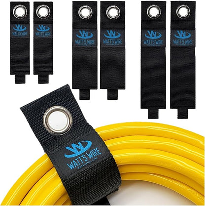 Heavy Duty Storage Straps - 6 Pack: 2 Medium, 2 Large, 2 XL - Extension Cord Ties - Storage Strap - by Watt's Wire