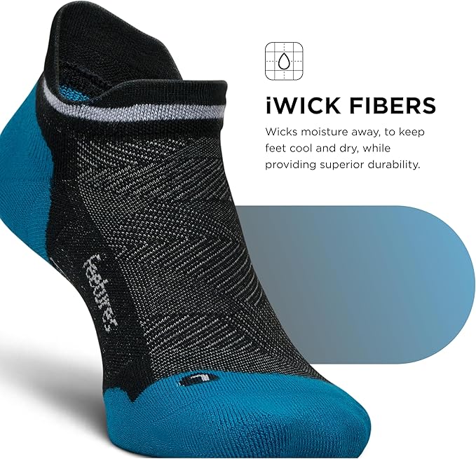 Feetures Elite Max Cushion No Show Tab Ankle Socks - Sport Sock with Targeted Compression