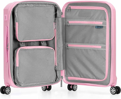 Traveler's Choice Pagosa Indestructible Hardshell Expandable Spinner Luggage, Pink, 22-Inch Carry-on