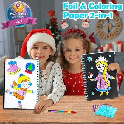 FUNNYB&G Foil Art Craft for Kids - Christmas Crafts Gift Party Favors Stocking Stuffers for Kids Fun Art Supplies Creative Birthday Gift Travel Toys for Girls Boys 4 5 6 7 8 9 Years Old (Winter)