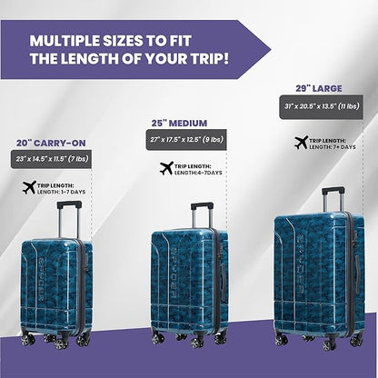 Spyder Matrix 20 Inch Carry On Expandable Hardside Upright Suitcase with 360° Spinner Wheels, TSA Approved Lock, Blue