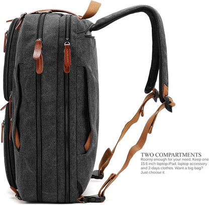 CoolBELL 15.6Inches Convertible Backpack Messenger Shoulder bag Laptop Case Handbag Business Briefcase Multi-functional Travel Rucksack Fits 15.6 Inch Laptop For Men/Women (Cancas Black)