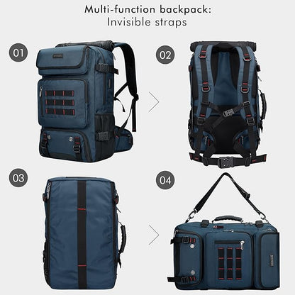 WITZMAN Carry on Travel Backpack for Men Women Airline Approved Convertible Nylon Duffle Backpack Luggage Bag (B682 blue)
