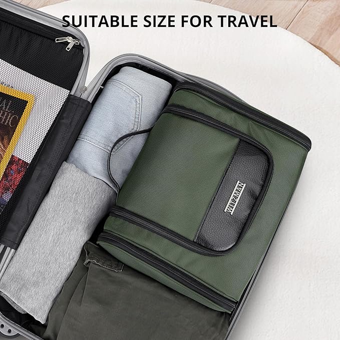 WITZMAN Toiletry Bag for Men Women Large Hanging Multi-organization Bathroom Bag Water-resistant Dopp Kit Shaving Bag Men(B690 Army Green)