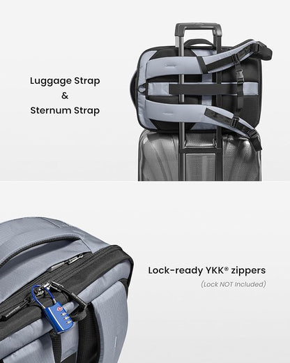 tomtoc Travel Backpack 28L, TSA Friendly Flight Approved Carry-on Luggage, Personal Item Travel Bag, Water-resistant Lightweight Business Rucksack, Durable Bag Fits 16 Inch Laptop
