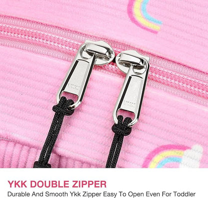 STEAMEDBUN Corduroy Kids Backpack for Girls 5-8: Girls Backpack for Elementary Kindergarten - 15 inch Cute Backpacks for Kids - Rainbow