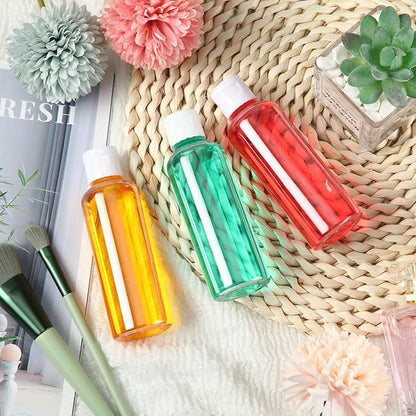 Eccliy 100 Pcs 3.4oz Small Travel Bottles Plastic Empty Squeeze Bottle Clear Refillable Shampoo Container with 5 Funnel for Liquids Cream Cosmetic Toiletries