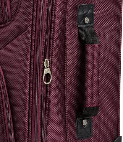 SwissGear Sion Softside Expandable Luggage – Carry-On Suitcase with 360 Degree Wheels & Retractable Handle – 21 Inch, Perfect for 1-3 Night Trips – Merlot