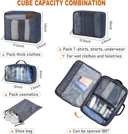 LOVEVOOK Carry on Backpack, 45L Large Travel Backpack for Women Men Airline Approved, Expandable Large Suitcase Backpacks With 4 Packing Cubes, Aer Travel Pack 3, Water Resistant Weekender Bag