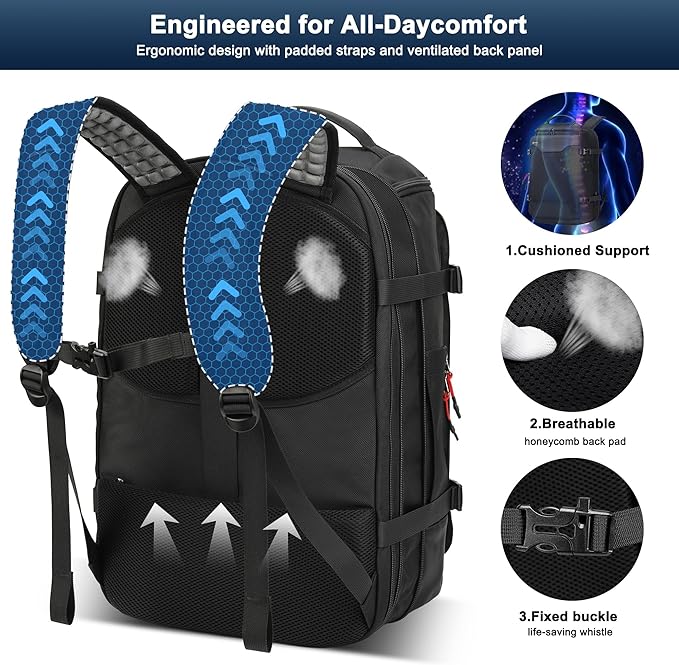 Vacuum Backpack Travel, Vacuum Seal Compression Travel Backpack with Pump, Laptop Compartment, 60L Expandable Water Resistant Business Carry-On Backpack Vacuum Gifts for Travel/College/Camping