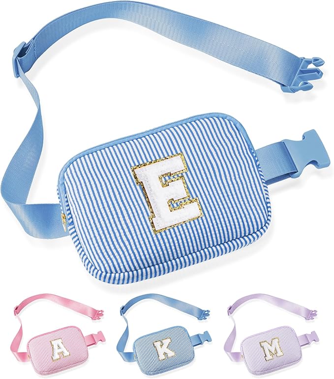 YOOLIFE Christmas Gifts for Girls Kids - Birthday Gifts for 3 4 5 6 7 8 9 10 11 12 13 Year Old Girl | Initial Fanny Pack Belt Bag Purse | Stocking Stuffers for Girls Teen Daughter Sister Blue E