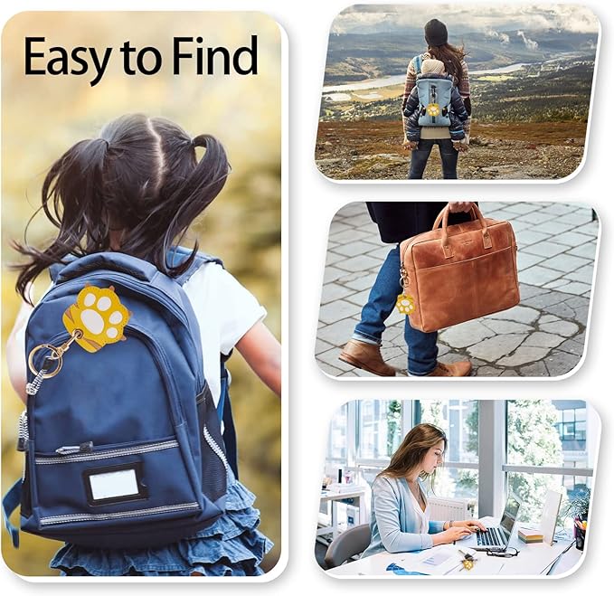 Leather Keychain Case Holder Compatible with Apple AirTag, GPS Airtag Keychain Finder Tracker with Key Ring, Anti-Scratch Protective Air Tag Cover