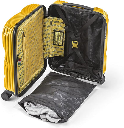 CRASH BAGGAGE Stripe Suitcase | Yellow | 36L | 100% Polycarbonate, TSA-Approved Lock, 360° Spinning Wheels