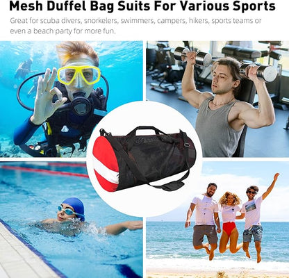 30” Mesh Dive Gear Bag – Durable Scuba Diving & Snorkeling Equipment Duffel for Fins, Mask, Wetsuit – Quick-Dry Large Dive Bag with Shoulder Strap