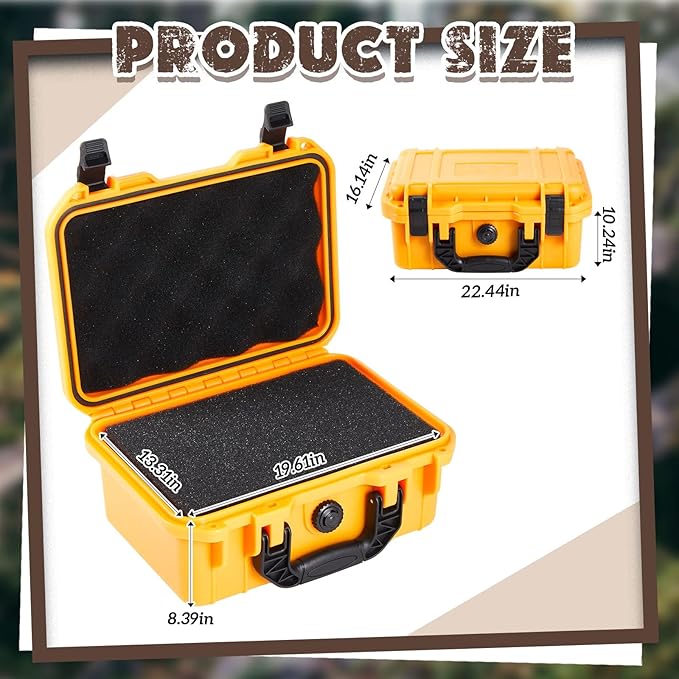 1 Pcs 22.4 x 16.1 x 10.2 Inch Waterproof Hard Case with DIY Customizable Foam Insert Portable Protective Case with Knife for Camera Drones Equipments Tools Test Instruments (Yellow)