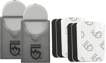 GEAR AID Tenacious Tape Mini Patches with Peel-and-Stick Adhesive to Fix Holes and Tears in Winter Gear, Down Puffer Jackets, Sleeping Bags, Tents, and Rain Gear, Black and Clear