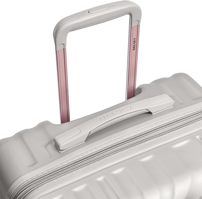 DELSEY PARIS Alexis Hardside 3-Piece Set, Expandable Luggage with 4 Spinner Wheels, Lightweight Suitcase, 21" Carry-On, 25" Checked Medium, 29" Checked Large, Silver/Rose Gold