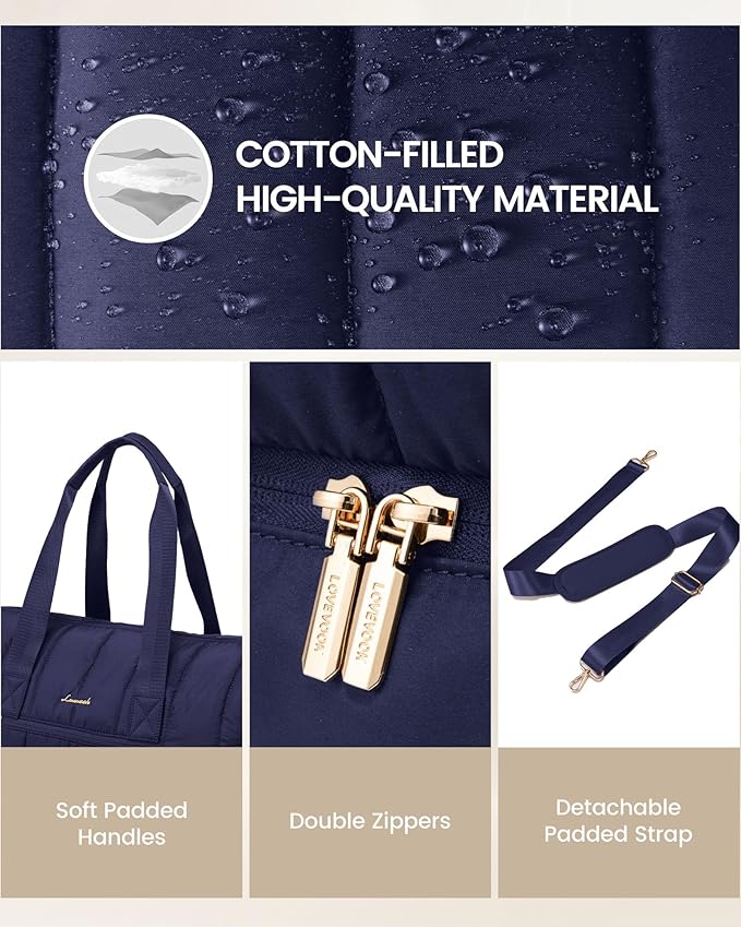 LOVEVOOK Travel Duffle Bag,Puffer Weekender Bags For Women with Shoe Compartment,42L Carry On Overnight Duffel Bag For Airplanes,Hospital Bag for Labor and Delivery,2Pcs Set