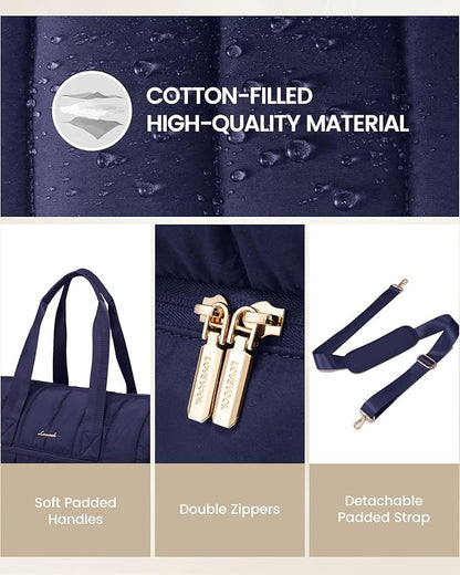 LOVEVOOK Travel Duffle Bag,Puffer Weekender Bags For Women with Shoe Compartment,42L Carry On Overnight Duffel Bag For Airplanes,Hospital Bag for Labor and Delivery,2Pcs Set