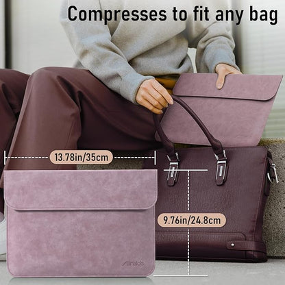 Allinside 13 Inch Laptop Sleeve Case for MacBook Air 13 2018-2025/MacBook Pro 13 2016-2022/Macbook Pro 14 2021-2024, Waterproof Matte PU Leather Horizontal Envelope Protective Case Cover, Purple