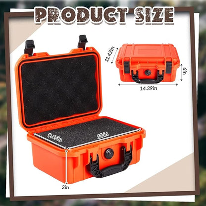 1 Pcs 14.3 x 11.4 x 4.5 Inch Waterproof Hard Case with DIY Customizable Foam Insert Portable Protective Case with Knife for Camera Drones Equipments Tools Test Instruments (Reddish Orange)