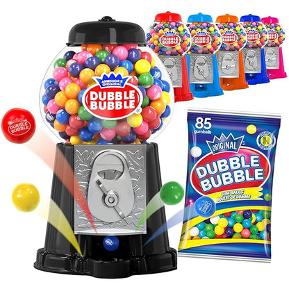 Gumball Machine Halloween Candy - for Kids 8.5" - Coin Operated Toy Bank - Dubble Bubble Gum Machine Classic Red Style Includes 85 Gum Balls - Kids Coin Bank - Candy Dispenser - (Black) - Playo