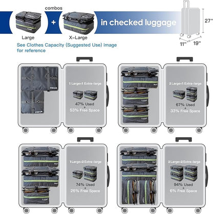 Stow-N-Go Portable Hanging Travel Shelves, Packing Organizer for Luggage. Carry on Closet for Clothes. Expandable Packing Cube. Travel Essentials. Dak Gray - XL