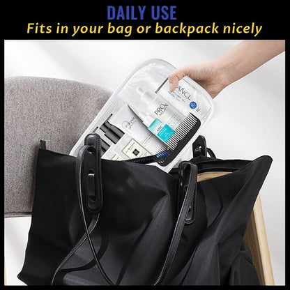 16 Pieces Clear Makeup Bags Bulk, TSA Approved Toiletry Bag for Travel, PVC Waterproof Cosmetic Pouches Clear Pouch with Zipper for Men and Women Carry-on Travel Essentials Cosmetic Bags (White-M)