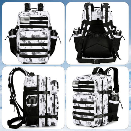 45L Tactical Assault Backpack 3 day assault pack with Molle Waterproof backpack Rucksack for Tactical Backpacks (BlackWhite Camo)